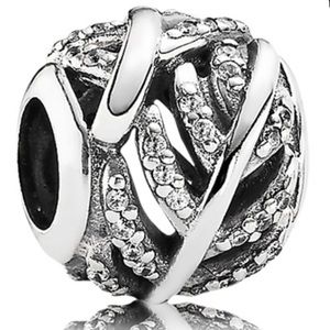 NEW Pandora Light as a Feather Charm, Sterling Silver Clear Micro Pave Zirconia